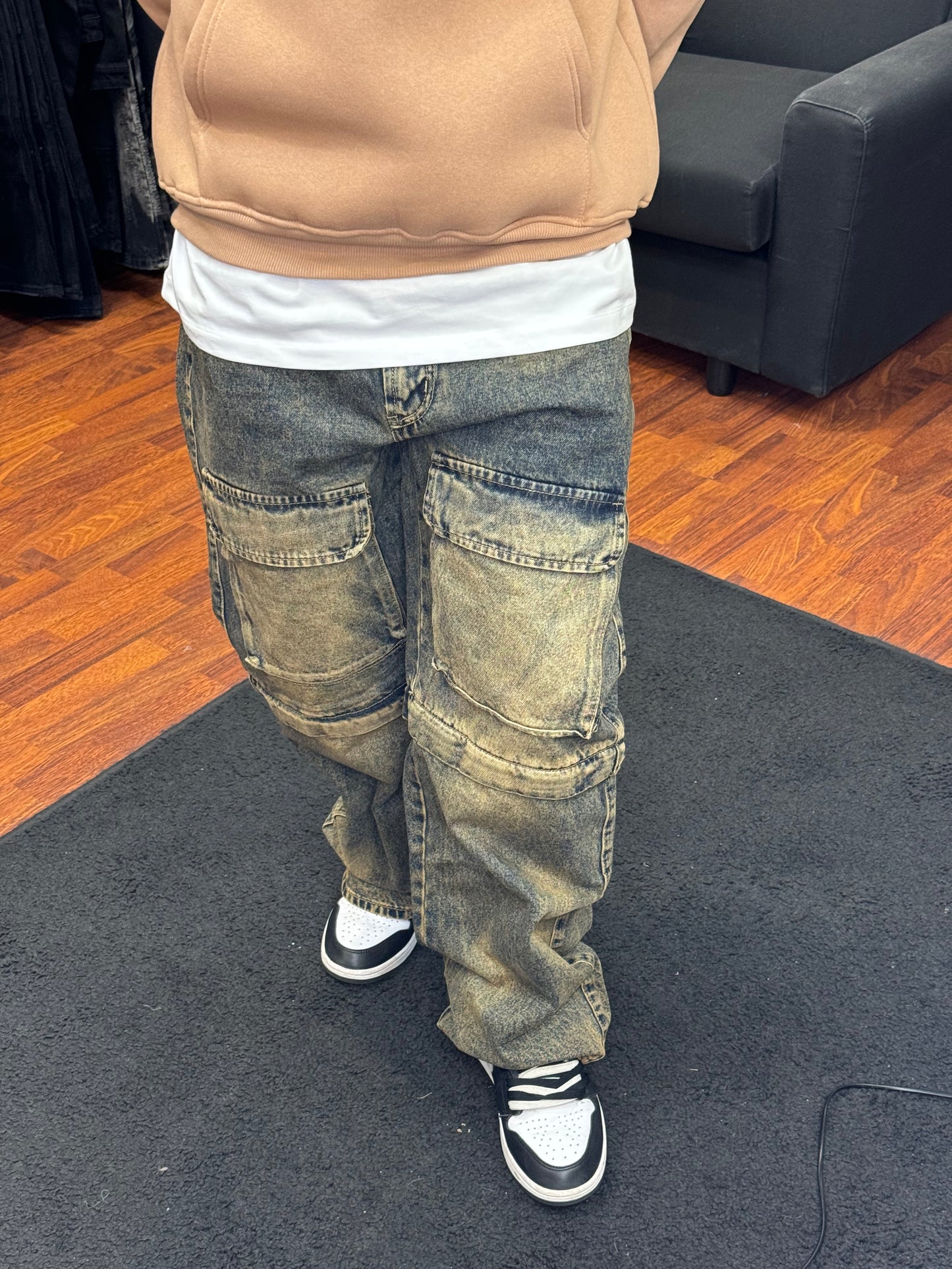 CARGO PANTS/SHORT CON ZIP BLACK ORANGE