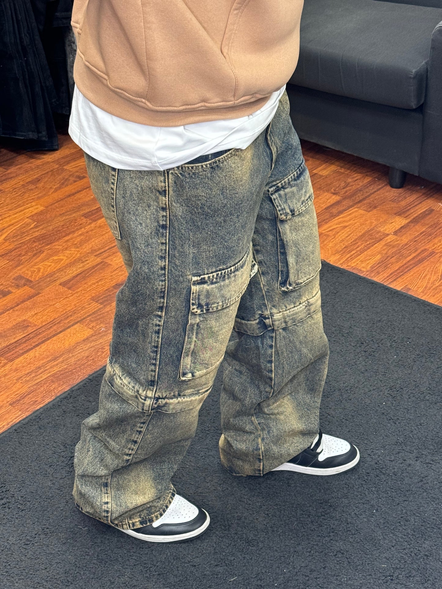 CARGO PANTS/SHORT CON ZIP BLACK ORANGE