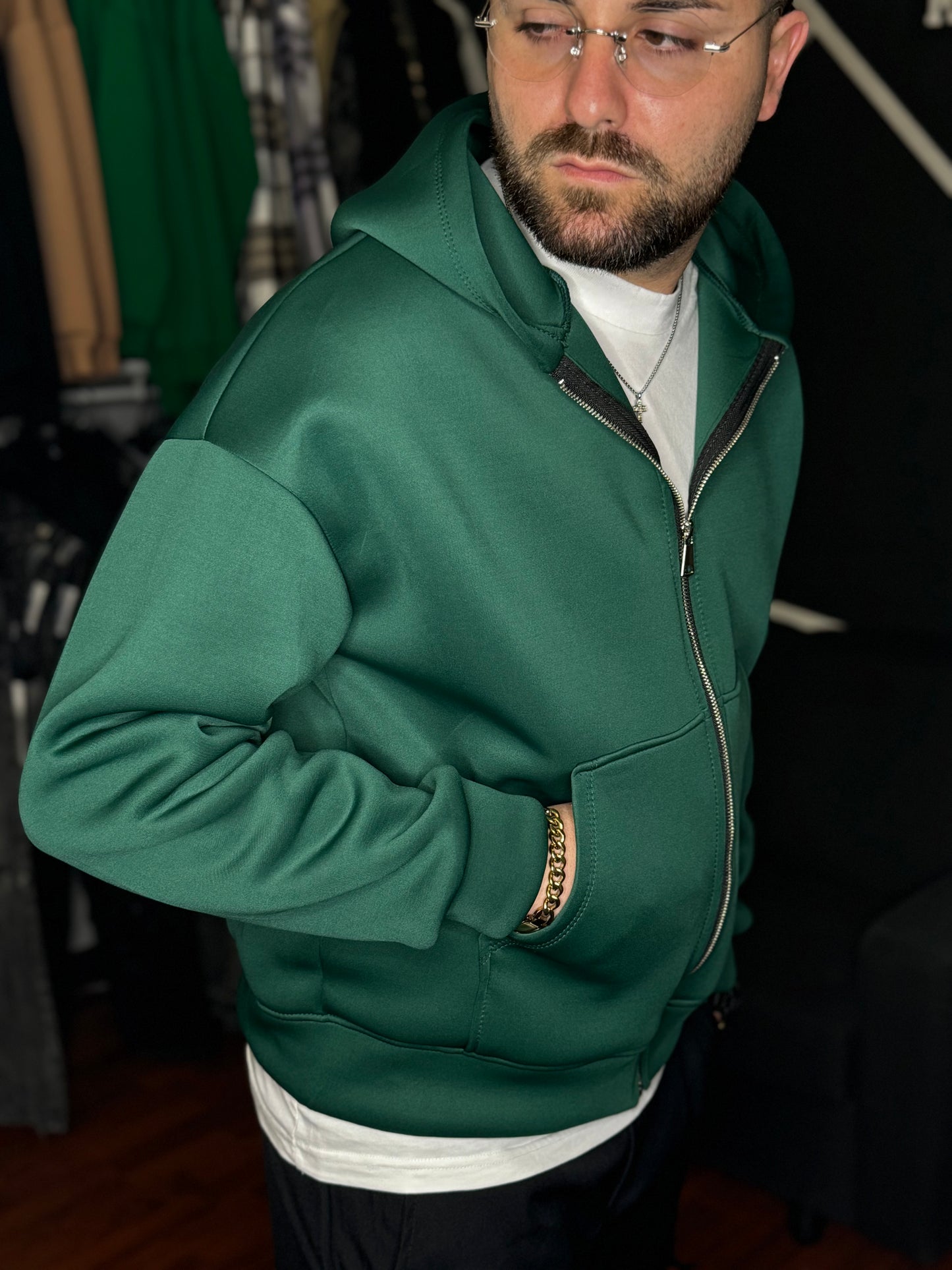 HOODIE GREEN ZIP