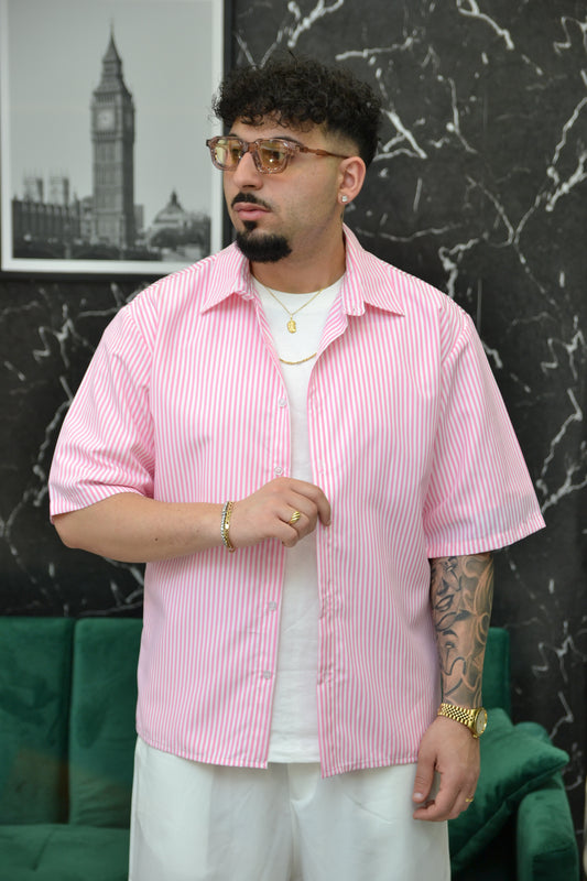 CAMICIA A RIGHE ROSA