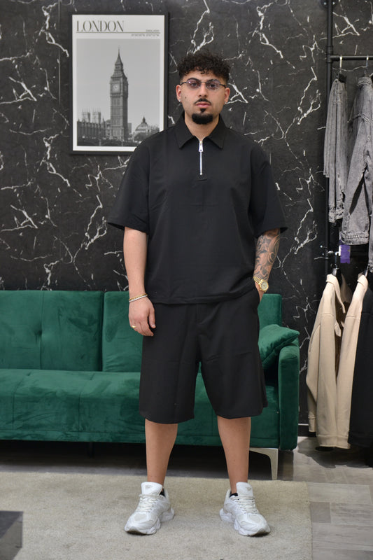 CORDSET POLO ZIP BLACK