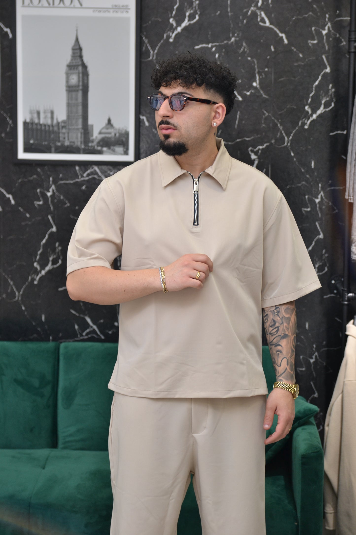 CORDSET POLO ZIP BEIGE
