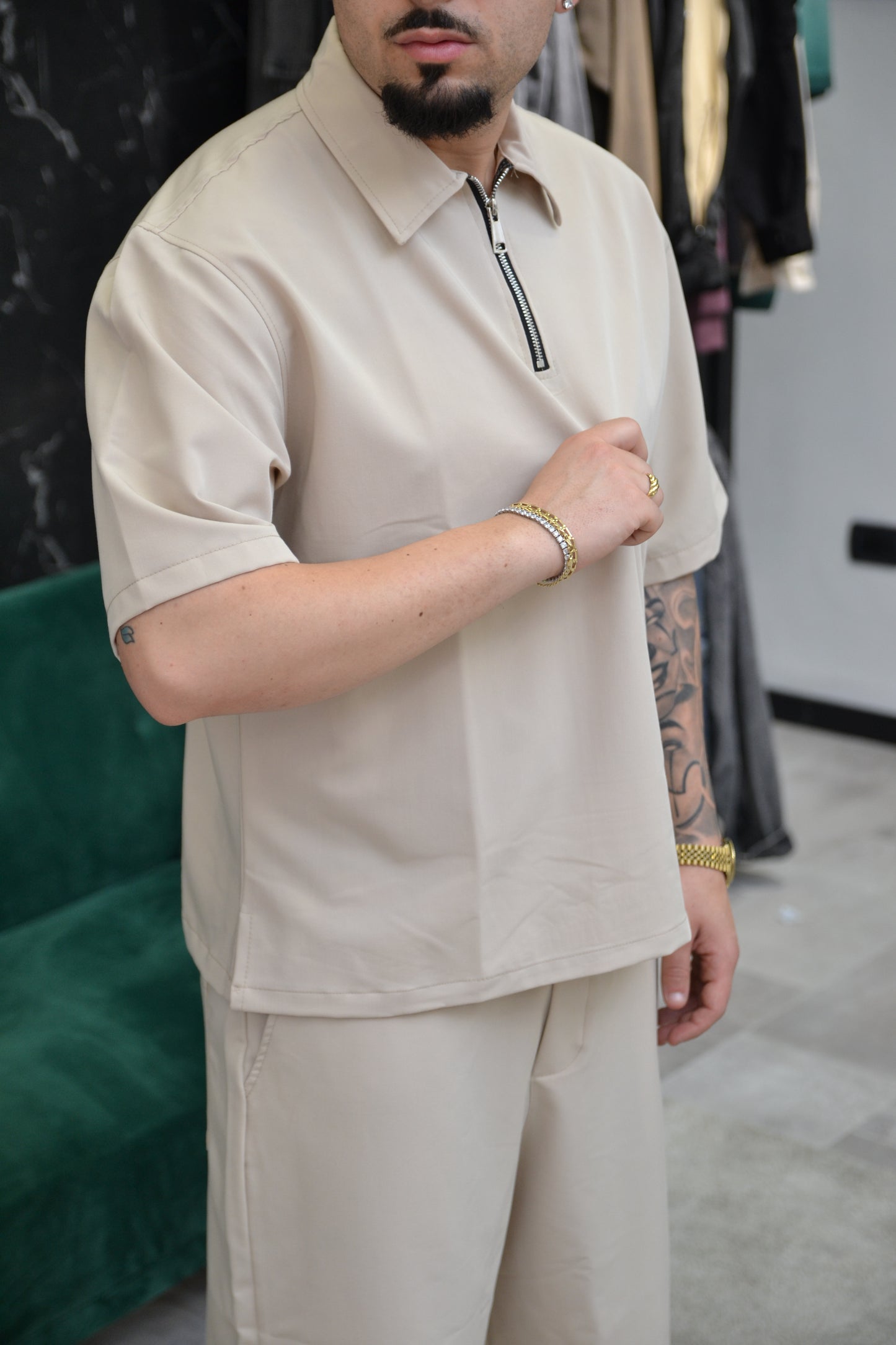 CORDSET POLO ZIP BEIGE