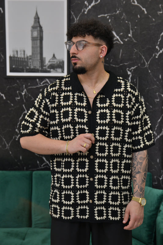 CAMICIA TRAFORARA BLACK & BEIGE