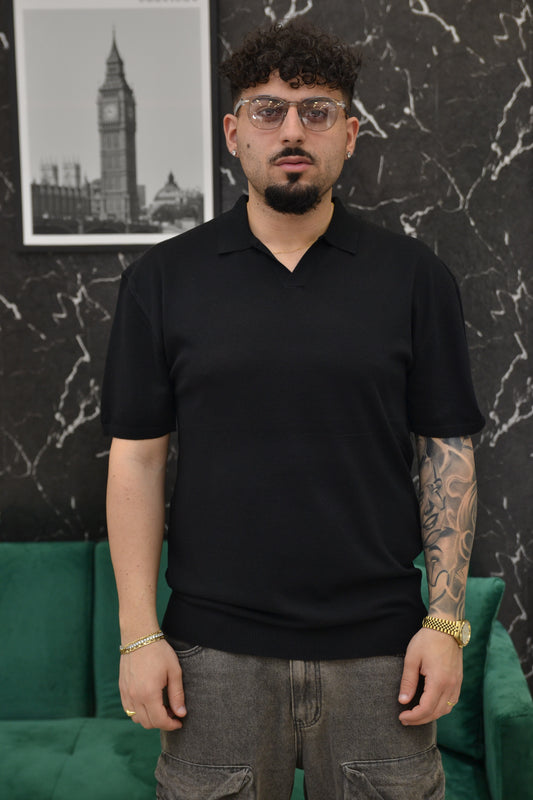 POLO IN FILO BLACK